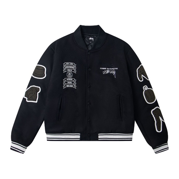 STUSSY X CDG Black and White Puffer Jacket - Picture 1 of 8